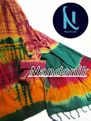 Picture of Cotton Moom Batik Unstitch Four Piece With Thread Work 