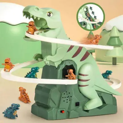 Picture of Dinosaur Chasing Race Track Slide Game with Light & Music Green