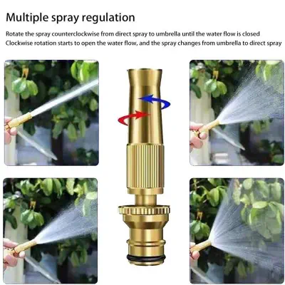 Picture of High Pressure Water Gun Household Pure Copper Direct Spray Gun Flower Watering Tool Adjustable PressHigh Pressure Water Gun Household Pure Copper Direct Spray Gun Flower Watering Tool Adjustable Pressure Washer - Water Gun  golden nogel Gold