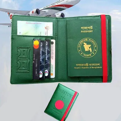 Picture of Leather Passport Covers Holder Wallet Case Green