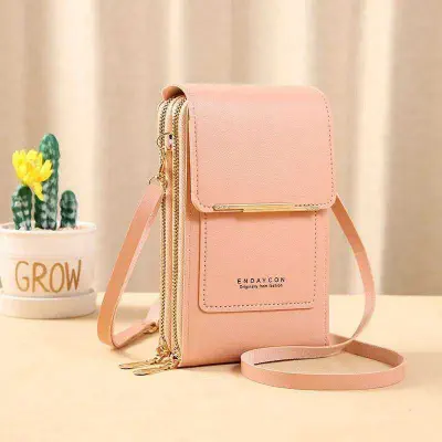 Picture of Women Bags Soft Leather Wallets Touch Screen Pink
