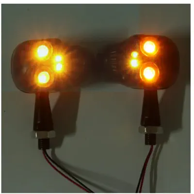 Picture of 1 Pair Durable Motorcycle Skull Head LED Turn Signal Indicator Light Black For Harley 
