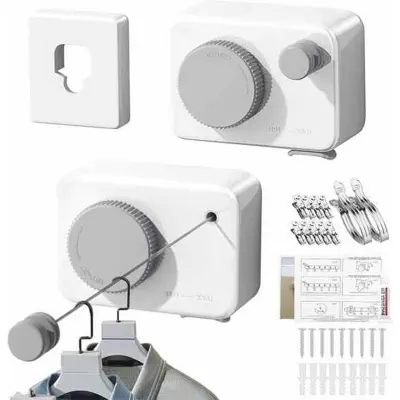 Picture of Wall Mounted Stainless Steel Line-15.1 Feets cloth hanger White