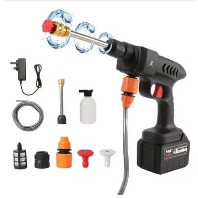 Picture of Double Battry Portable Car Wash Washer Gun Cordless High Pressure Car Washer gun Spray Rechargeable 2 Type Wash Gun Electric Water Gun Machine 2025 water gun Black