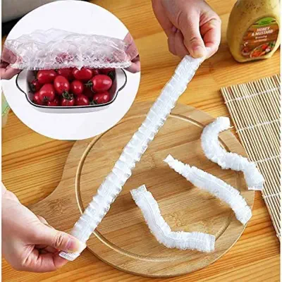 Picture of Disposable Food Cover Plastic Wrap Elastic Food White