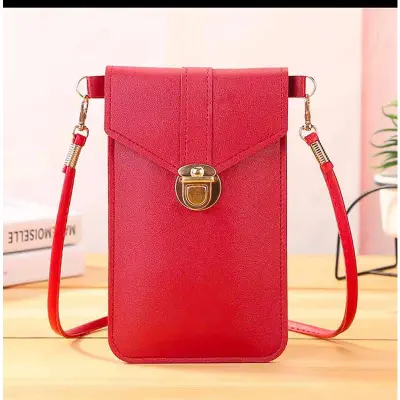 Picture of Women's PU Leather Phone Holder With Neck Strap Wallets Touch Screen Bags 