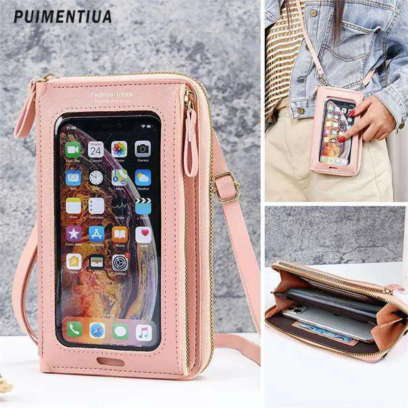 Picture of Women Bags Soft Leather Wallets Touch Screen Pink