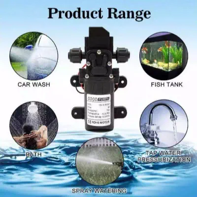 Picture of DC 12V 3.6L/Min 0.45Mpa Water High Pressure Diaphragm Water Pump Self Priming Pump Garden Sprayer Car Wash - Black