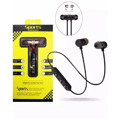 Picture of Sports Bluetooth 4.1 Magnet Earphone Bluetooth Headset with Mic Multi color In the Ear - Black