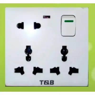 Picture of Electric 8 pin wall multi socket with Indicator - White