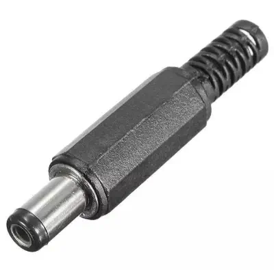 Picture of Male Solder DC Power Barrel Tip Plug Jack Straight Connectors 5.5x2.1mm - Black