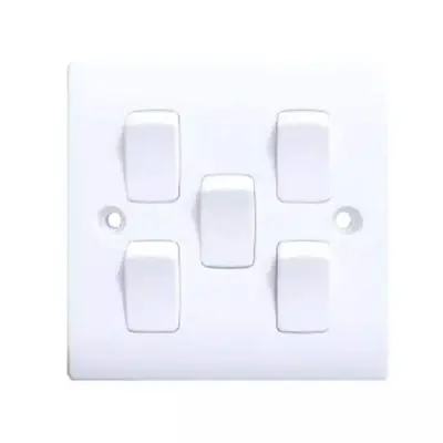 Picture of 5 Gang switch one way socket - white - White