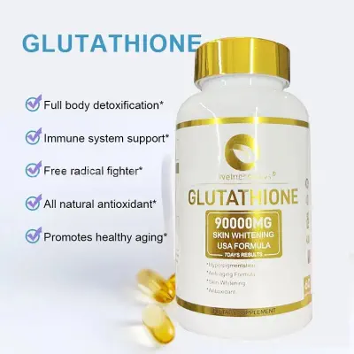 Picture of Wellness Ways Skin Whitening Glutathione 90000mg Blend (L-Glutathione, Vitamin C, Collagen, Kojic Acid) – For Dark Spots, Acne, Scar Removal with Anti-Aging Properties – 60 Capsules - Boost Glutathione for Better Health and Brighter Skin-1 BRIGHT
