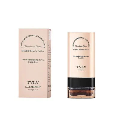Picture of TVLV Foundation Stick Premium Face Make-up with Brush Brightening Skin Color Foundation Lasting No Makeup Needed-Cream