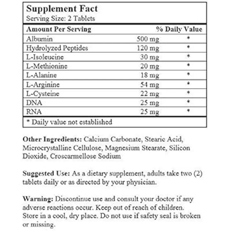 Picture of Super Albumin 100 Tablets by Nu-Health USA -White