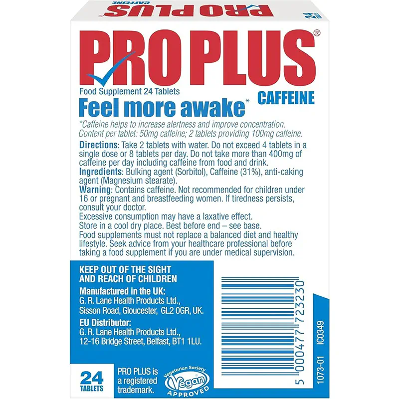 Picture of Pro Plus 24 tablets - Caffeine tablets - Sugar Free - Made in UK-Soft White