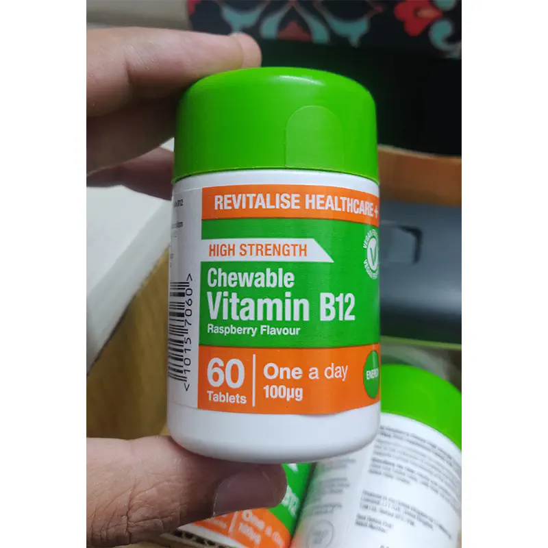 Picture of Vitamin B12 Chewable Tablets 60s - Raspberry Flavour Made in UK-1 BRIGHT