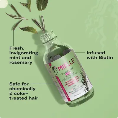 Picture of Mielle Organics Rosemary & Mint Light Hair Oil for Hair Growth, Split Ends & Dry Scalp Treatment - Infused with Biotin & Essential Oils for Strengthening, Soothing, Moisturizing & Encouraging Longer Hair 59 ml-1 BRIGHT