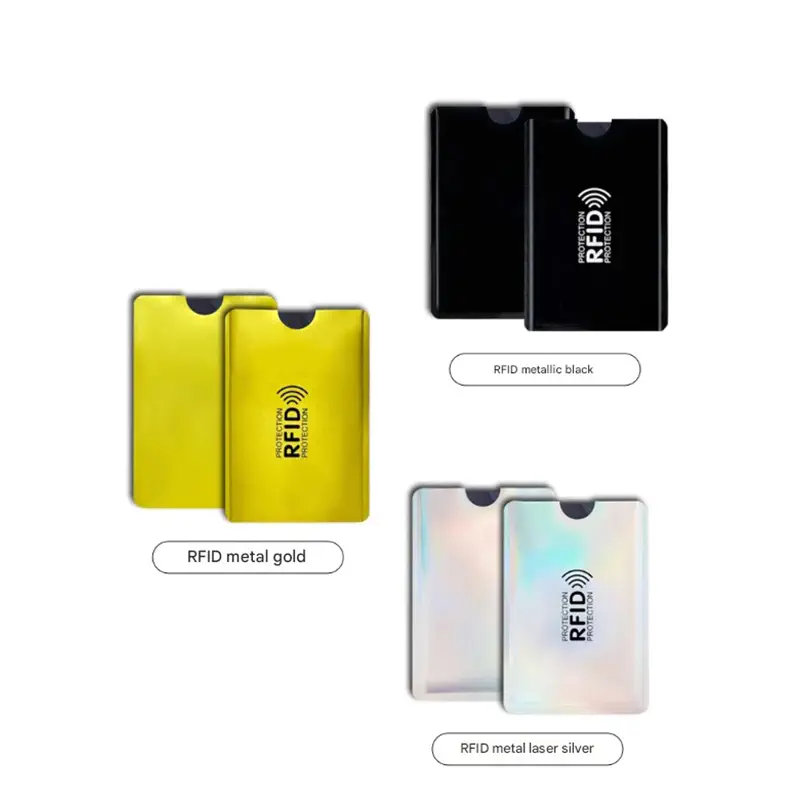 Picture of RFID Blocking Card Cover Debit/Credit Card Protector Holders in 3 colors Identity Theft Protection Secure Sleeve for Credit Cards, Debit Card-Size-10 CM- Pearl Silver