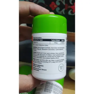 Picture of Vitamin B12 Chewable Tablets 60s - Raspberry Flavour Made in UK-1 BRIGHT