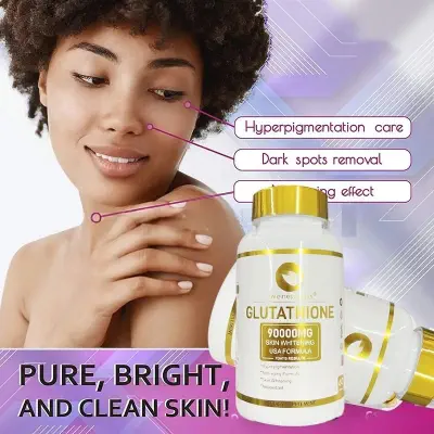 Picture of Wellness Ways Skin Whitening Glutathione 90000mg Blend (L-Glutathione, Vitamin C, Collagen, Kojic Acid) – For Dark Spots, Acne, Scar Removal with Anti-Aging Properties – 60 Capsules - Boost Glutathione for Better Health and Brighter Skin-1 BRIGHT