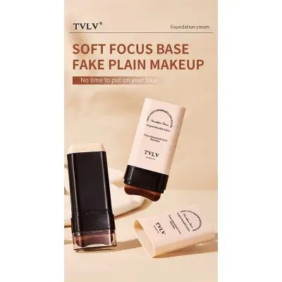 Picture of TVLV Foundation Stick Premium Face Make-up with Brush Brightening Skin Color Foundation Lasting No Makeup Needed-Cream