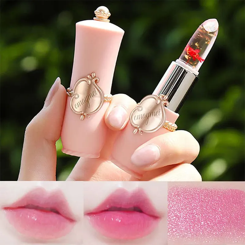 Picture of Emaimei Dried Flower Lipstick Colored Lip Care Moisturizing Lasting Jelly Thermochromic Lipstick-Light Pink