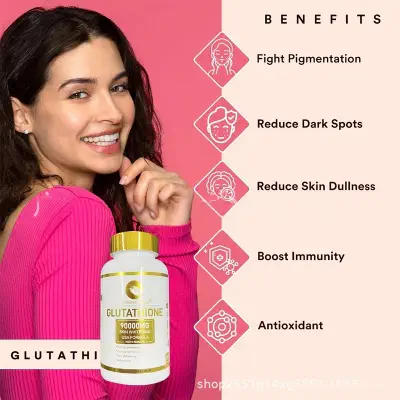 Picture of Wellness Ways Skin Whitening Glutathione 90000mg Blend (L-Glutathione, Vitamin C, Collagen, Kojic Acid) – For Dark Spots, Acne, Scar Removal with Anti-Aging Properties – 60 Capsules - Boost Glutathione for Better Health and Brighter Skin-1 BRIGHT