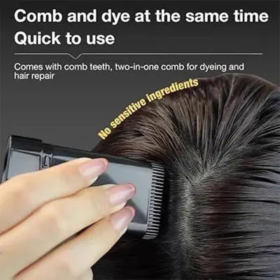 Picture of Hair Color Stick Hair Dye, Touch Up Comb 2-In-1, Safe And Convenient Comb Hair Dye, Waterproof and Sweat-Proof Portable Coloring Stick for Men and Women (Black & Dark Brown)-Black