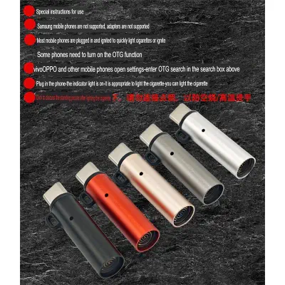 Picture of Type-C Portable Mini Cigarette Lighter Travel Igniter Plug and Play with Smartphone Power bank C Type Interface Windproof Tungsten Wire Lighter-Ash Grey