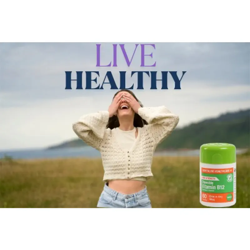 Picture of Vitamin B12 Chewable Tablets 60s - Raspberry Flavour Made in UK-1 BRIGHT