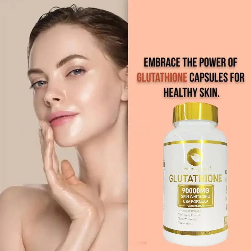 Picture of Wellness Ways Skin Whitening Glutathione 90000mg Blend (L-Glutathione, Vitamin C, Collagen, Kojic Acid) – For Dark Spots, Acne, Scar Removal with Anti-Aging Properties – 60 Capsules - Boost Glutathione for Better Health and Brighter Skin-1 BRIGHT