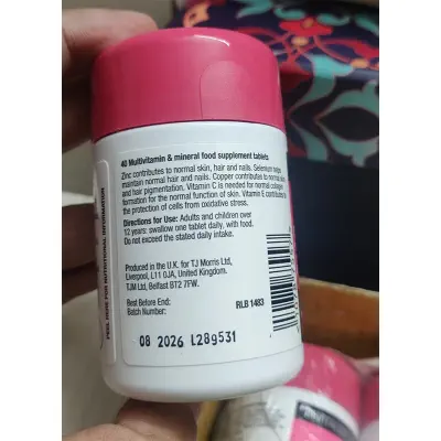 Picture of SKIN, HAIR & NAIL Health Supplement One a Day 40 Tablets Multivitamin New Formula-1 BRIGHT