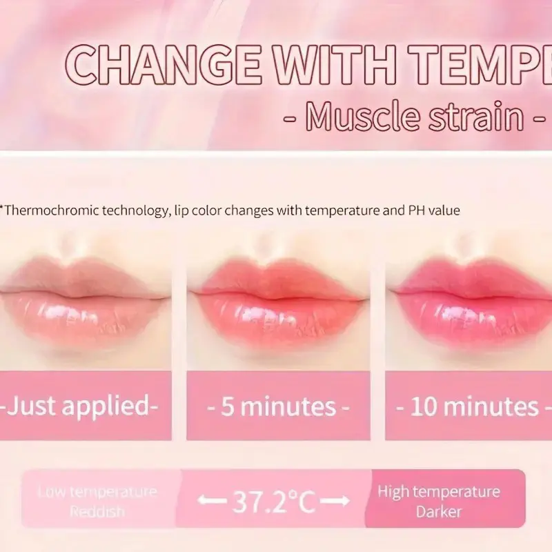 Picture of Emaimei Dried Flower Lipstick Colored Lip Care Moisturizing Lasting Jelly Thermochromic Lipstick-Light Pink