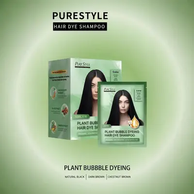 Picture of Hair Color Dye Shampoo Pure Style Plant Bubble Dyeing Hair Dye Shampoo-BROWN